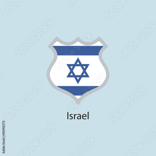 Flat square icon of Israel flag. Simple vector illustration.