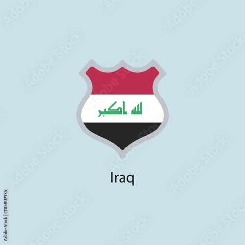 Flat square icon of Iraq flag. Simple vector illustration.