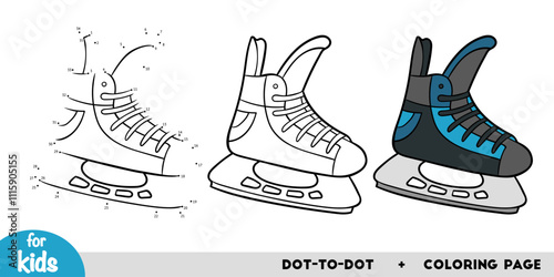 Ice hockey skate, education dot to dot game for children.