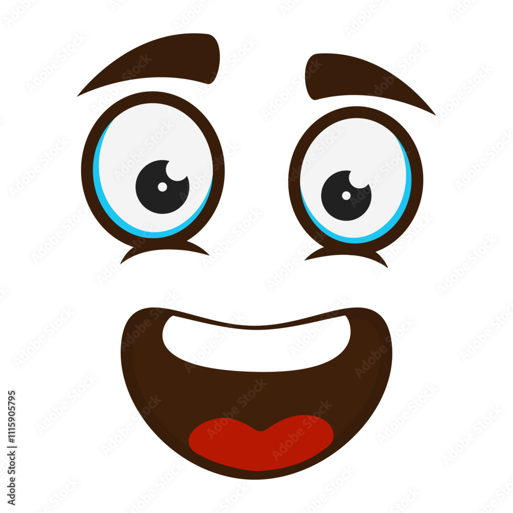 Fototapeta premium A comic emotion, a facial expression. Grimace. A funny character. Caricature. Close-up. Used for collage in web design.