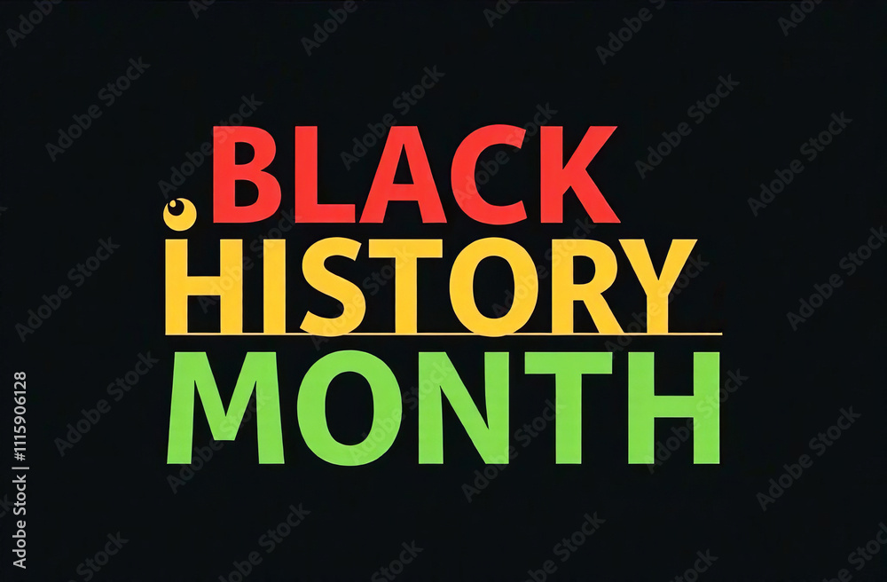 Black history month inscription on black background. Red, yellow and green letters. Black history month inscription on black background. Red, yellow and green letters.