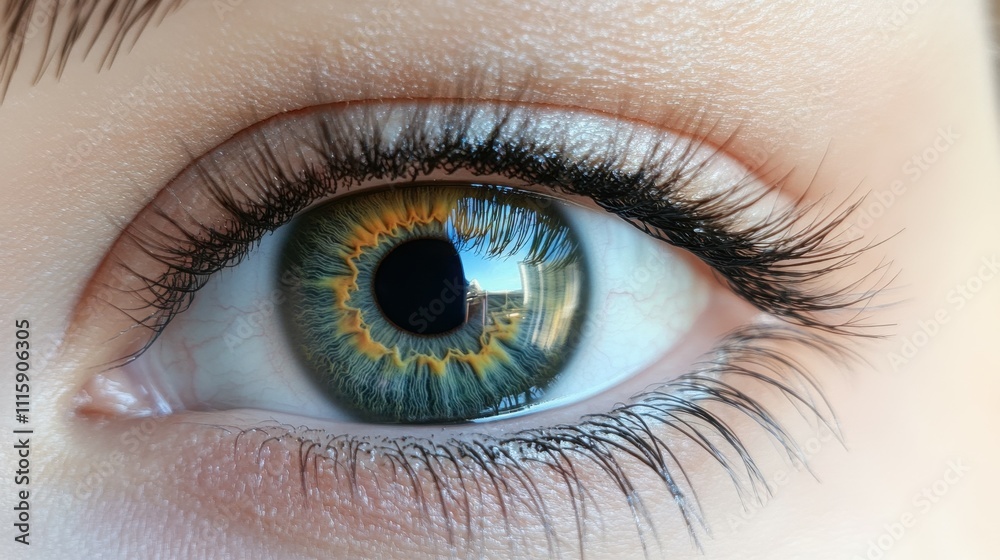 Fototapeta premium Abstract Woman�s Rainbow Eye on Bright White Background