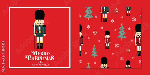 Obraz na płótnie The nutcracker ballet characters Christmas holiday pattern. Childish pattern for packaging, fabric print, wrapping paper, stationery. Hand drawn illustration of mouse king, ballerina, fairy. w salonie