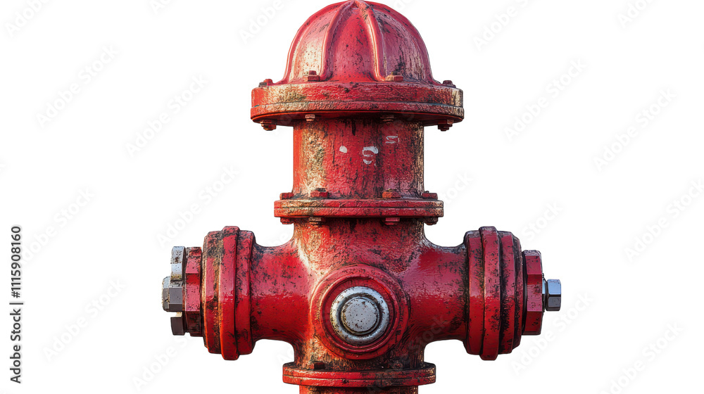 A vibrant red fire hydrant stands resiliently on a city street, bathed in sunlight on a warm summer afternoon A vibrant red fire hydrant stands resiliently on a city street, bathed in sunlight on a warm summer afternoon