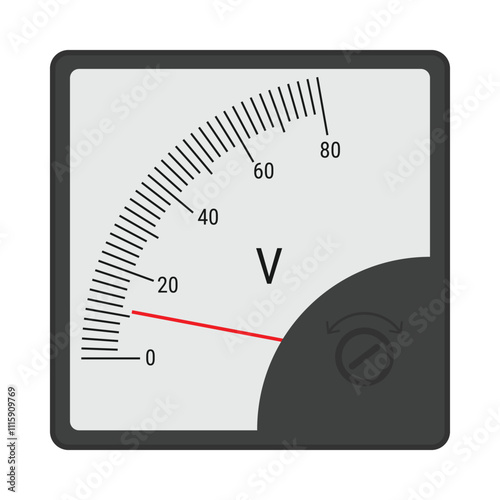 Analog voltmeter device for measuring voltage. Vector illustration isolated on white