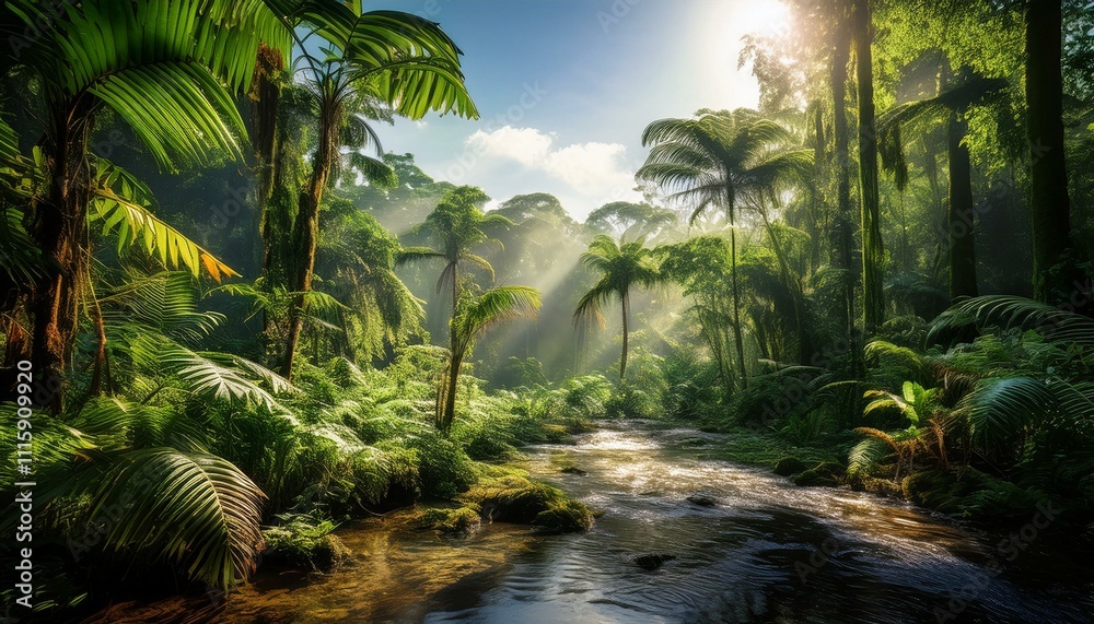 Obraz premium tropical rainforest scene, AI generated