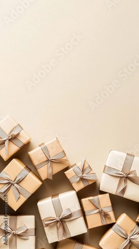 Presents wrapped in elegant paper on a neutral background