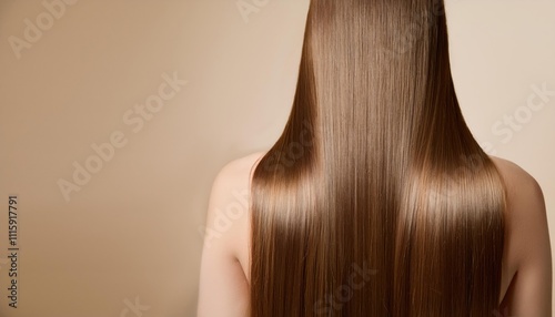 Beautiful model with long brown silky shining hair for hair products advertising