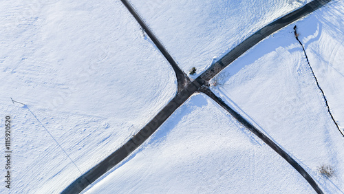 Minimalist Winter Landscape in Serene Countryside