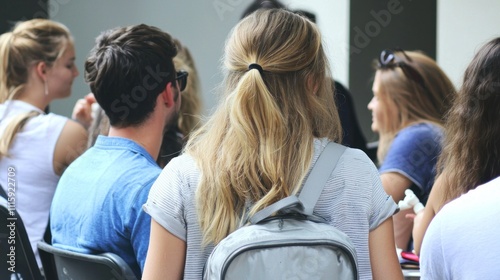 Students Attentively Listening to a Lecture in an Outdoor Setting