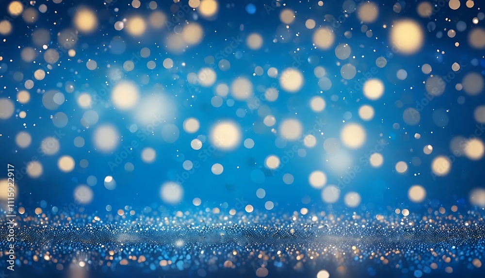 Fototapeta premium Blue Glitter Background With Sparkling Lights