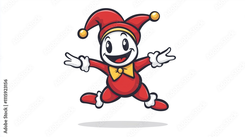 Dancing jester smiling 2D Logo on a white background Dancing jester smiling 2D Logo on a white background