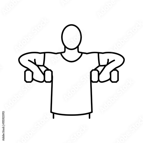 arnold press arm fitness exercise line icon vector. arnold press arm fitness exercise sign. isolated contour symbol black illustration