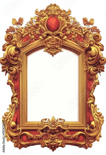 A sophisticated gold frame embellished with wings and ornate floral designs.