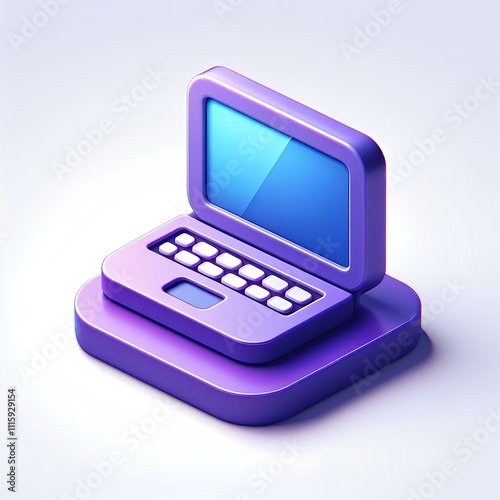 3D Icon of a Floating Laptop with Rounded Edges photo