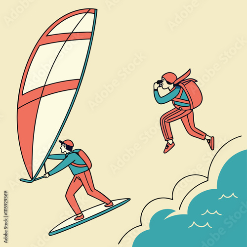 kite surfer vector
