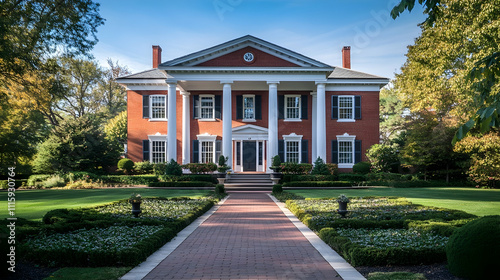 Classic Georgian Home with Brick Facade and Formal Gardens, Traditional Greenwich Estate photo