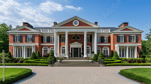 Classic Georgian Home with Brick Facade and Formal Gardens, Traditional Greenwich Estate photo