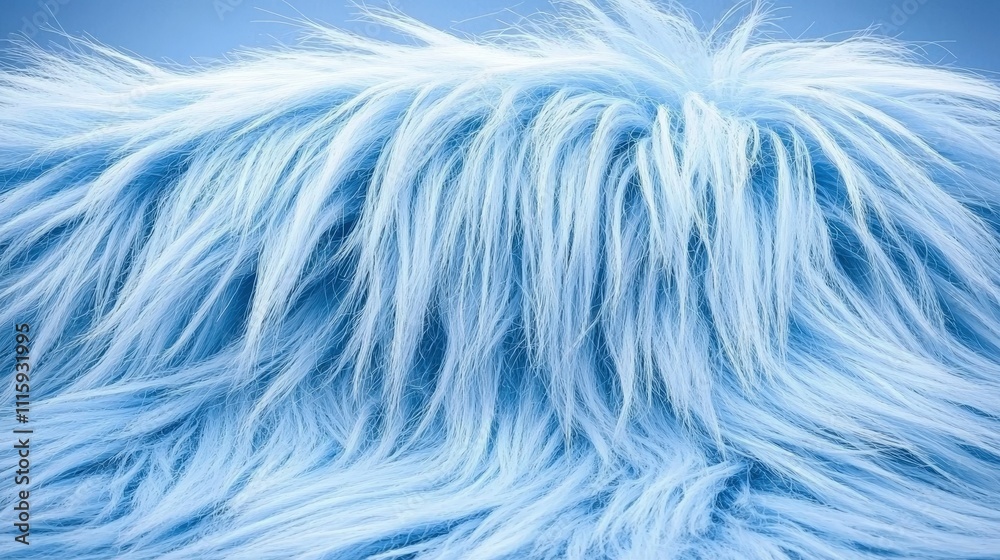Fototapeta premium Soft Blue Fluffy Fur Texture Background Pastel Shaggy Fabric Long Pile Light Blue Furry