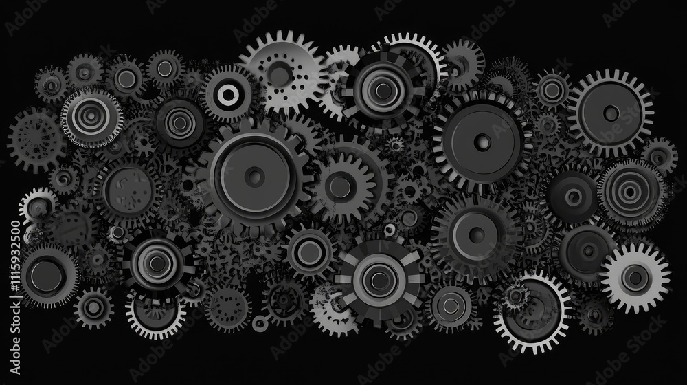 Intricate Arrangement of Metallic Gears and Mechanical Components Intricate Arrangement of Metallic Gears and Mechanical Components