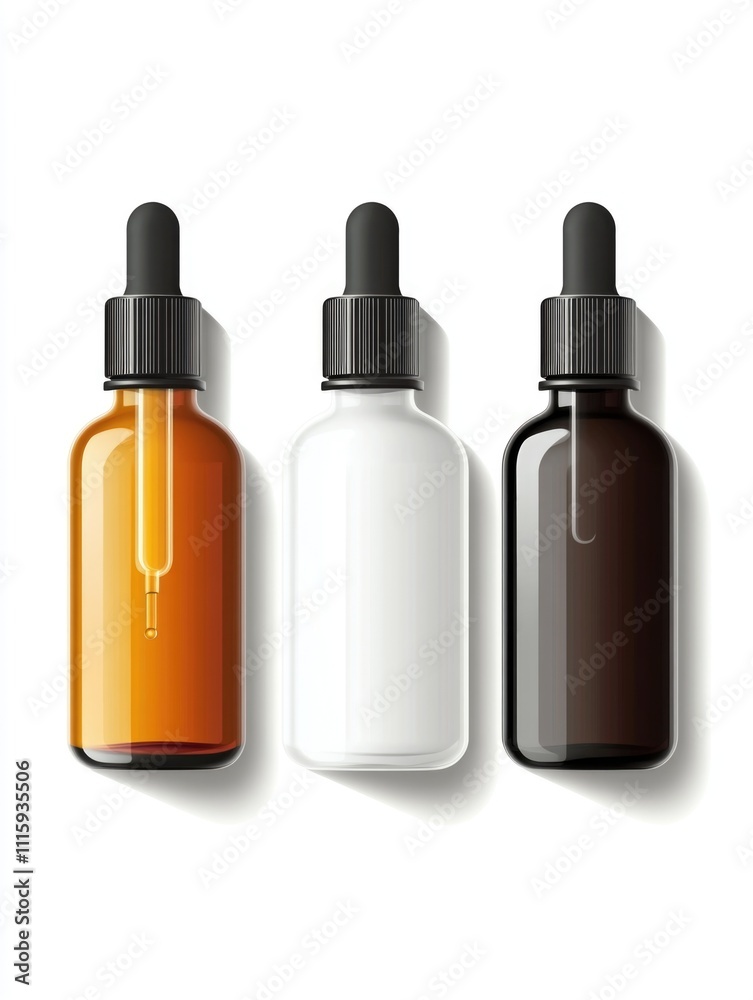 Medical bottle assortment with droppers. Medical bottle assortment with droppers.
