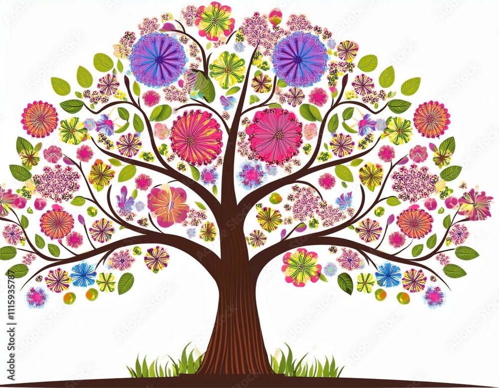 Obraz premium flower tree white background