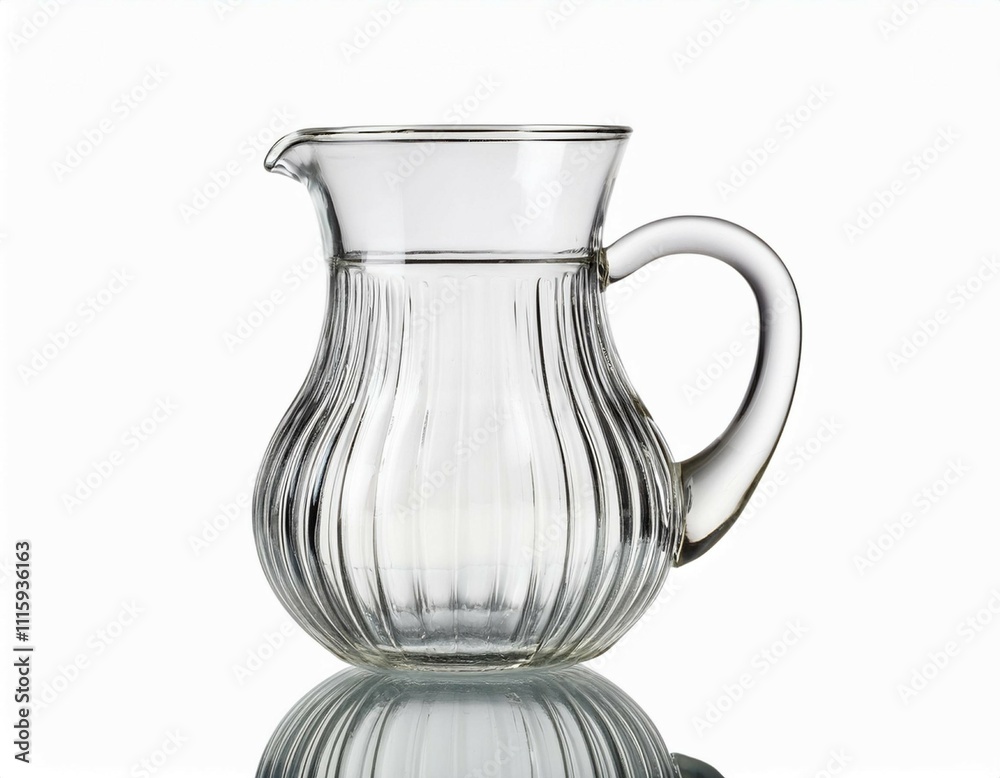 elegant clear glass pitcher on white background elegant clear glass pitcher on white background