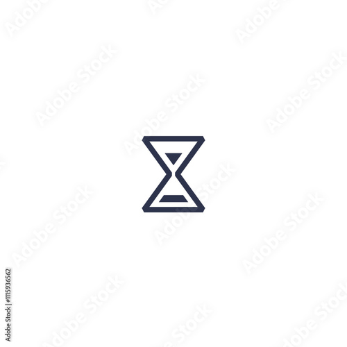 Minimalist hourglass icon symbolizing time and patience.