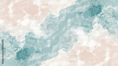 Abstract watercolor texture with teal and beige colors, ideal for backgrounds or design elements.