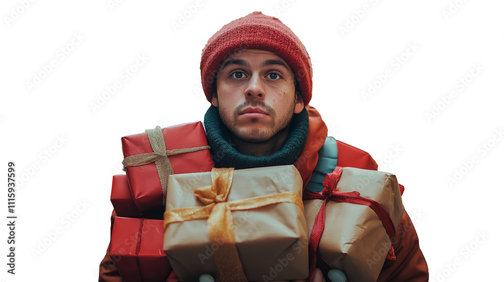 Fototapeta premium santa claus with gift box