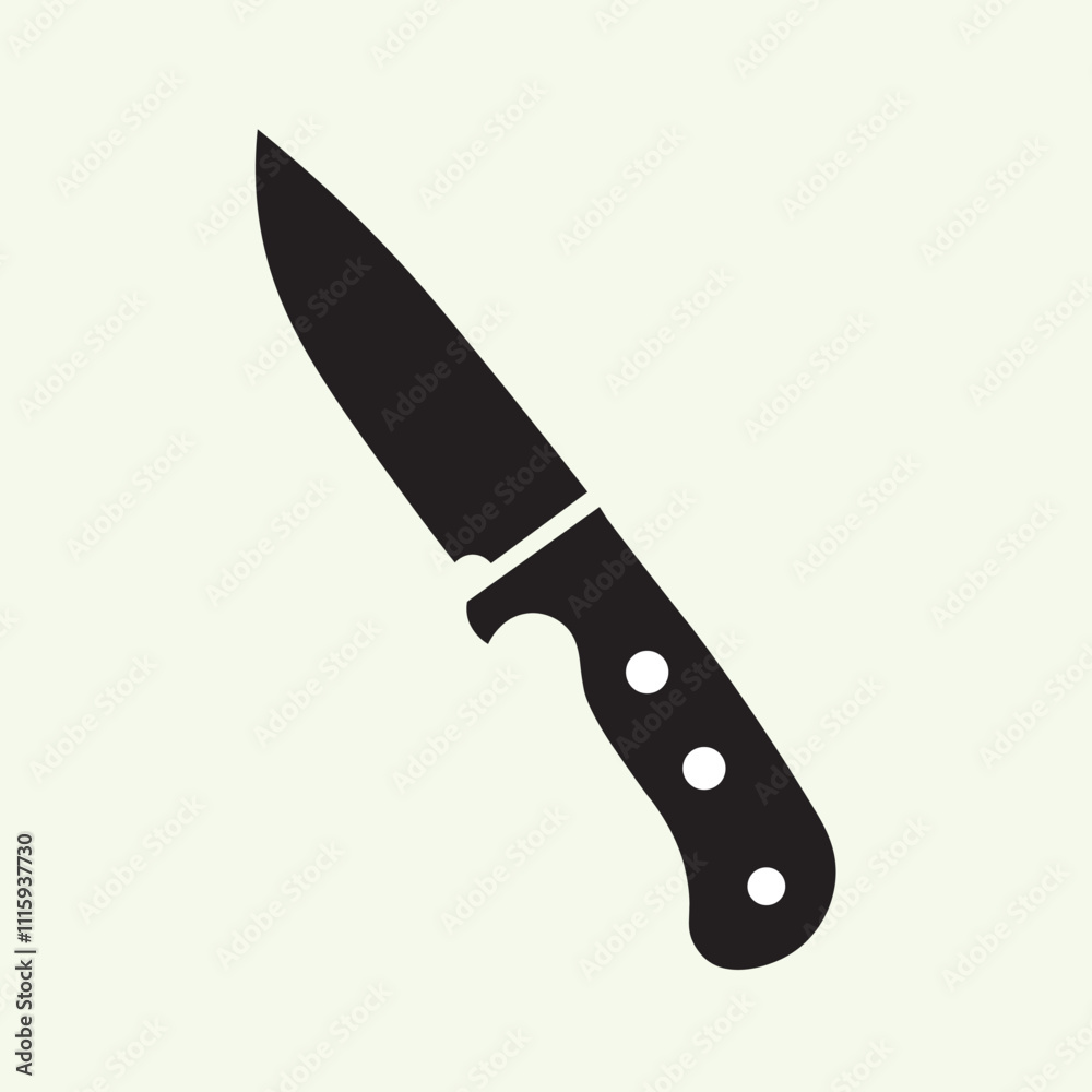 Obraz premium Knife icon illustration. Knife black and white flat vector icon design. Kitchen knife symbol and clip art.
