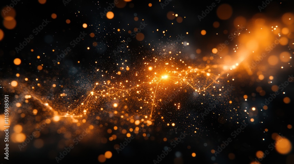 Fototapeta premium Abstract visualization of glowing particles and energy in a cosmic setting.
