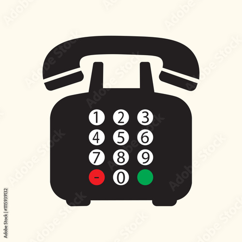 Classic rotary telephone icon vector. Old telephone icon flat style design. photo