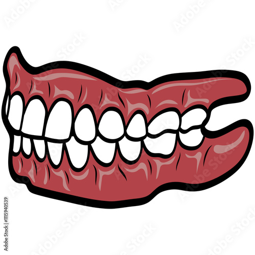 Dentures False Teeth Drawing Vector Illustration
