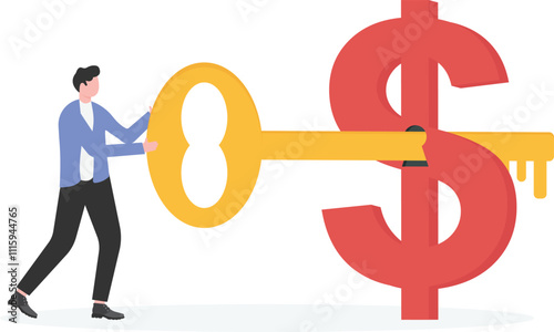 The key to wealth, the key to success, investing money and return on investment, the solution to make money,

