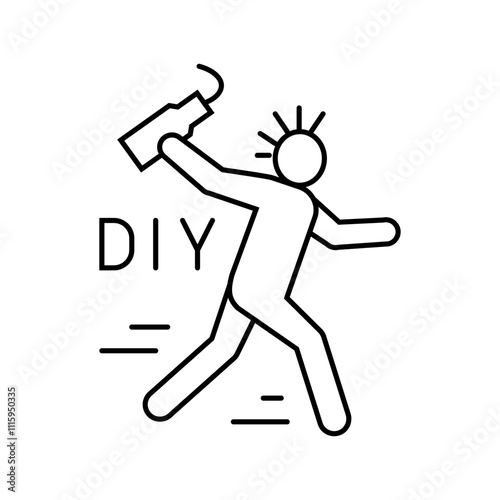 diy do it yourself subculture style line icon vector. diy do it yourself subculture style sign. isolated contour symbol black illustration