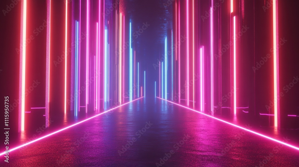 Neon Lightscape: A Futuristic Cyberpunk Corridor Neon Lightscape: A Futuristic Cyberpunk Corridor