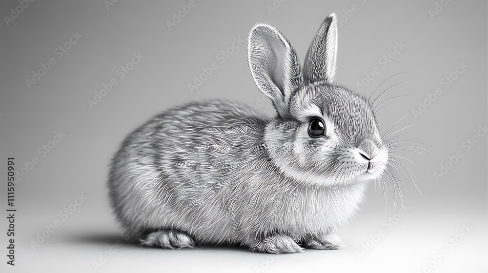 Obraz premium Hand drawn rabbit pencil sketch images showcasing stunning fur textures artistically