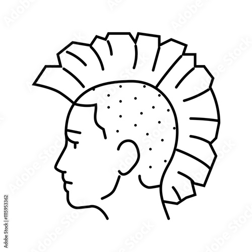 mohawk hairstyle subculture style line icon vector. mohawk hairstyle subculture style sign. isolated contour symbol black illustration