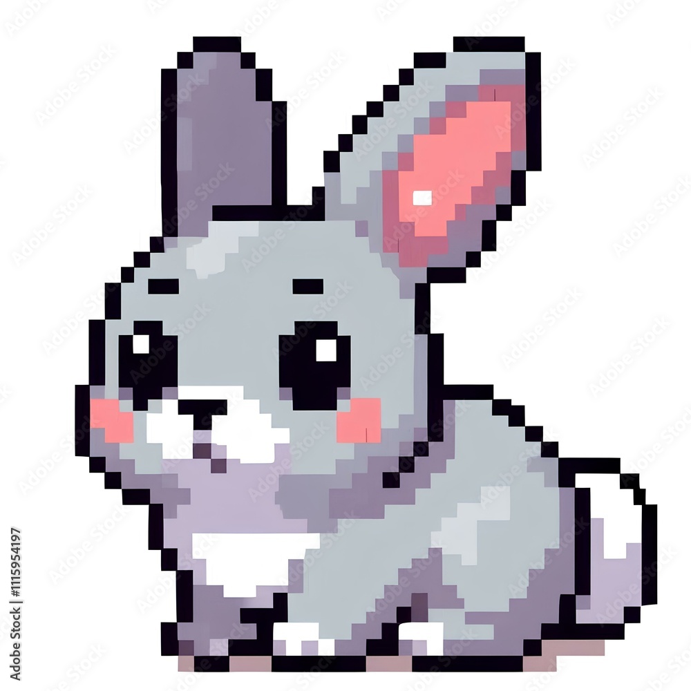 Obraz premium Pixel Art Rabbit Character