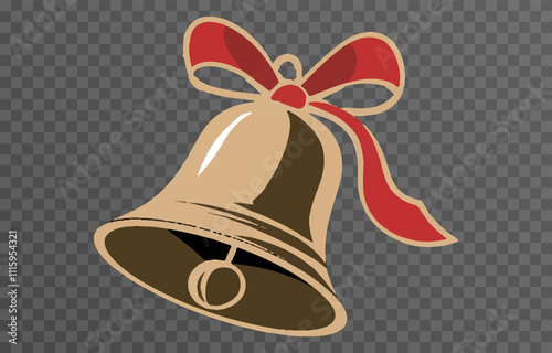Christmas bells with red ribbon isolated png background. Vector bells png.