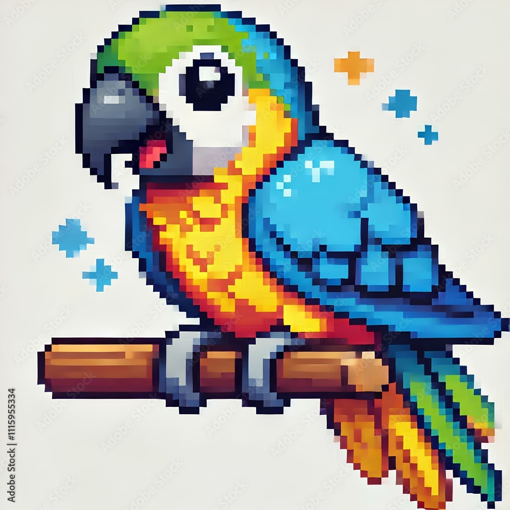 Fototapeta premium Simple Parrot Pixel Art Illustration