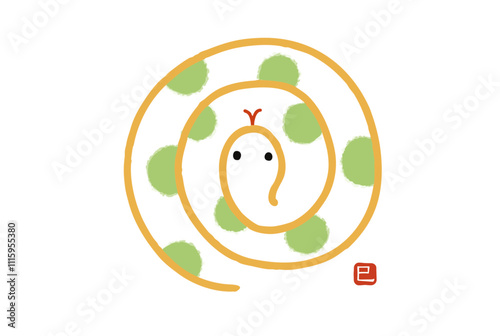 お正月用へびのイラスト年賀状素材　巳年のシンプルデザイン