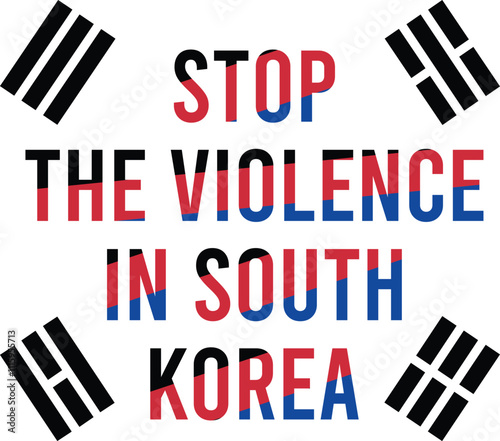 stop the violence in south korea image with white background free image