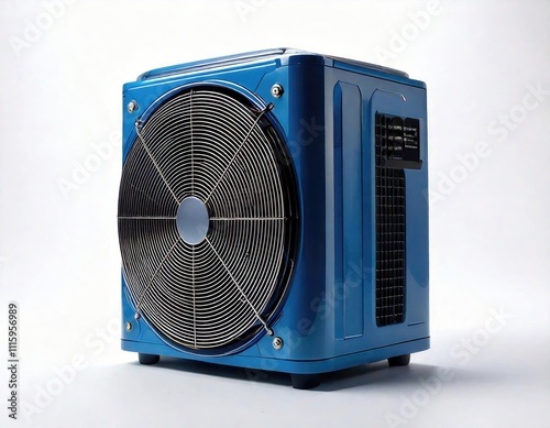 Portable AC Unit - Front View	Front view of a blue portable air conditioner. photo