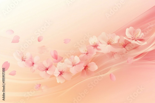 A serene illustration of pink cherry blossoms with gentle gradients and petals.