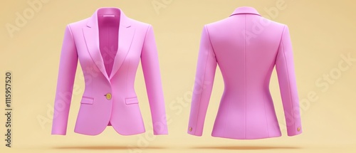  pink woman blazer mockup with front and back view. blazer jacket mock-up template .
