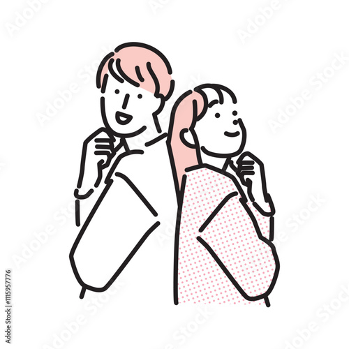 シンプル　イラスト　マッチングアプリで出会った若い男性と女性