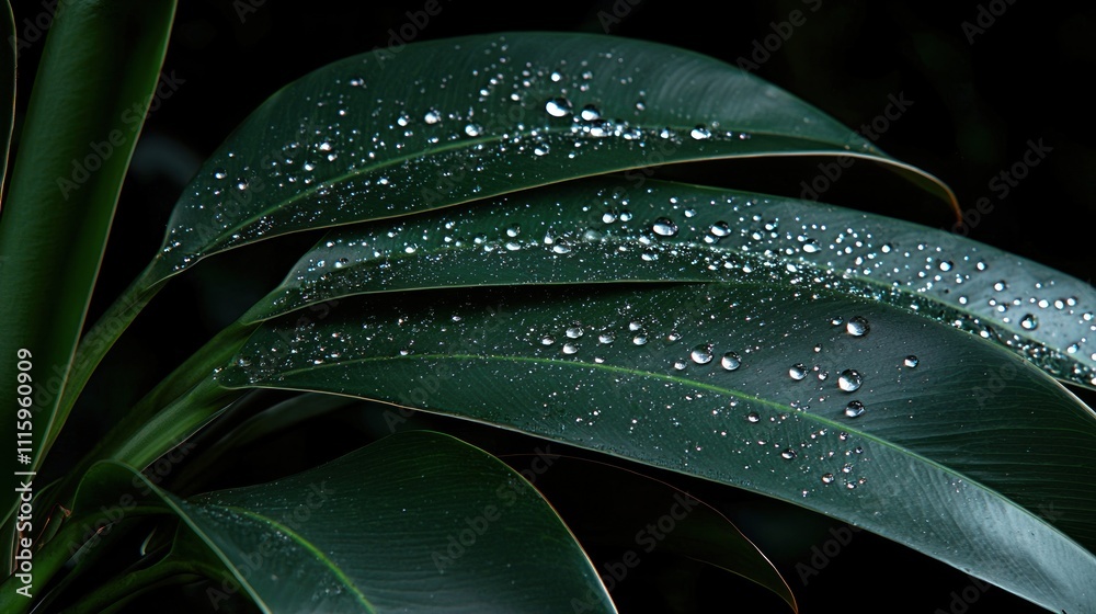 Obraz premium Emerald Dewdrops: A Serene Embrace of Nature's Beauty