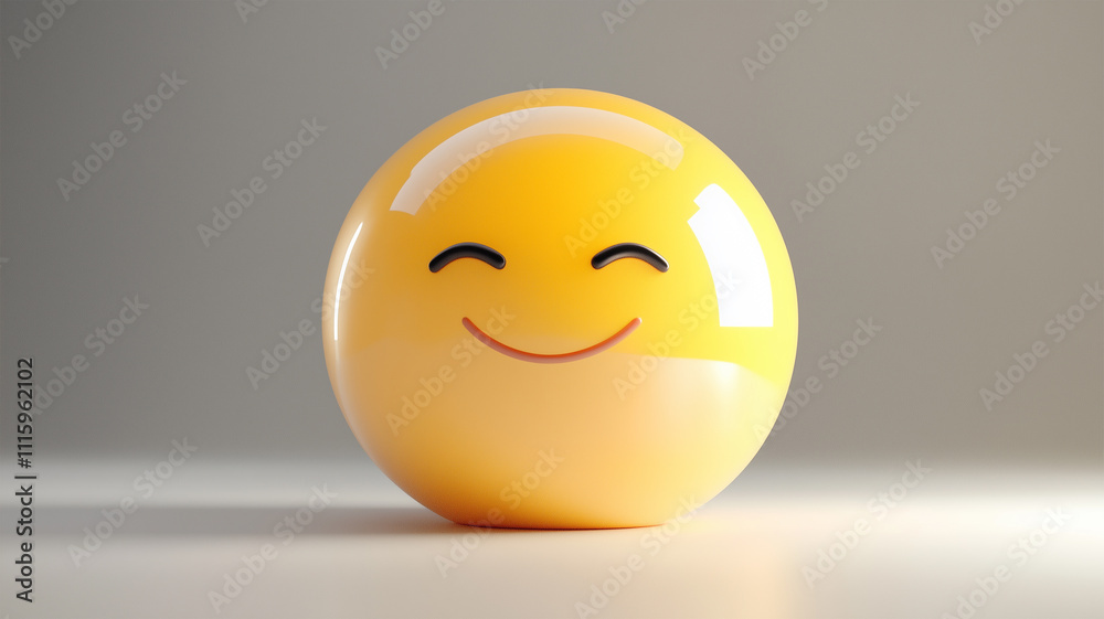 Fototapeta premium 穏やかな笑顔の黄色い絵文字ボール